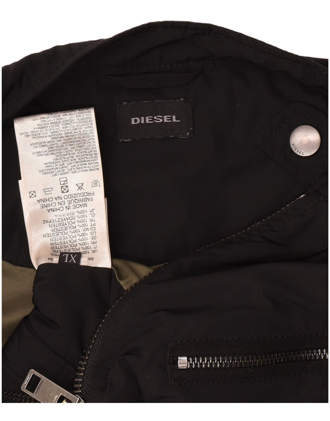Jaqueta Diesel Mens Biker UK 42 XL Poliéster Preto