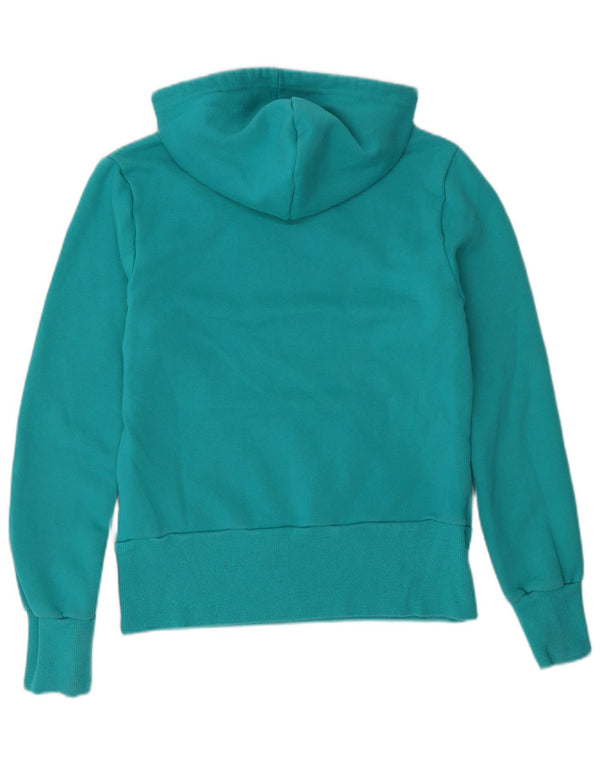 Jumper com capuz gráfico feminino Adidas UK 10 pequeno algodão turquesa