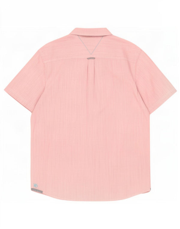 Camisa masculina de manga curta clássica de ajuste branco XL algodão listrado rosa