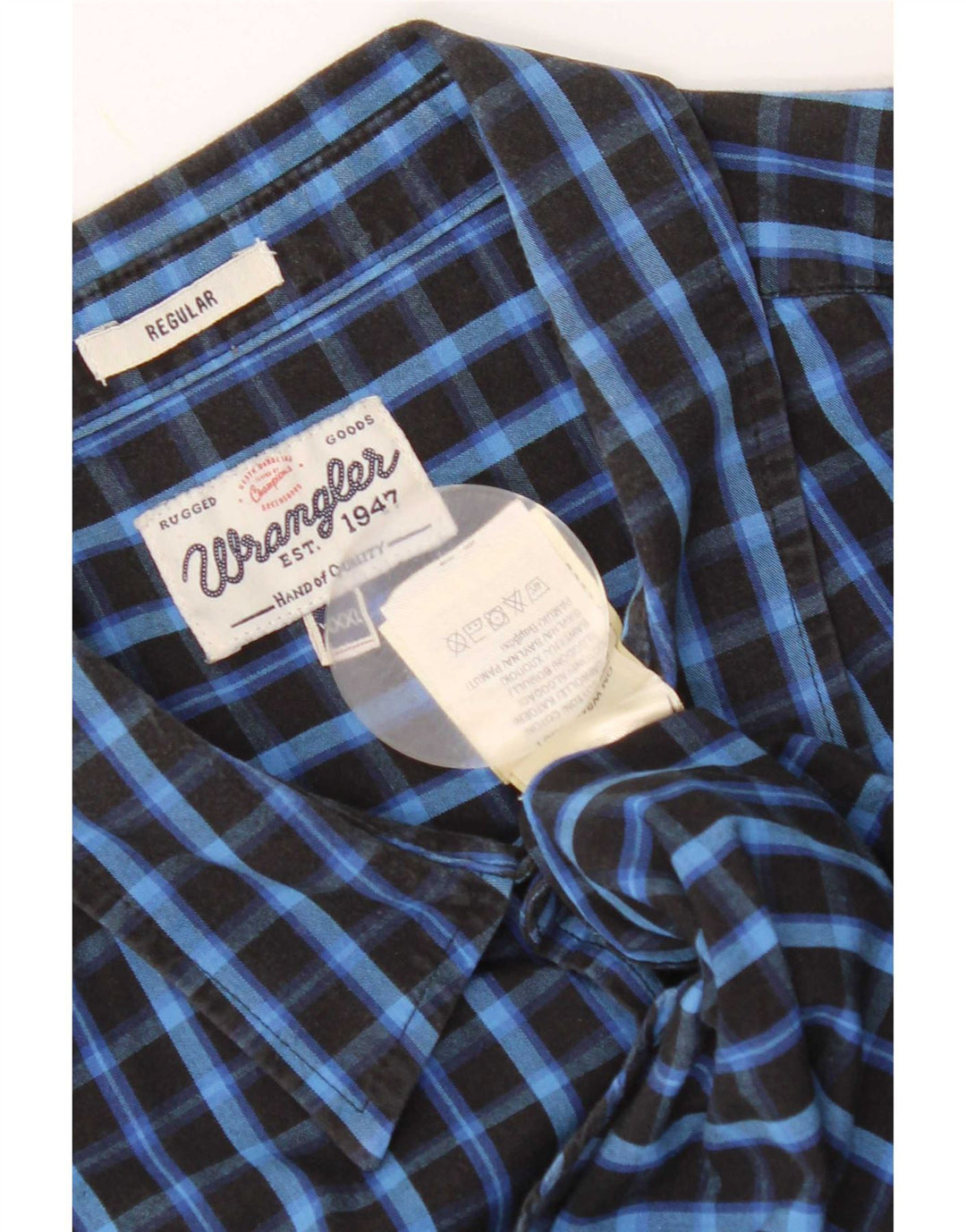 Camisa masculina Wrangler Regular Fit 3XL algodão xadrez azul