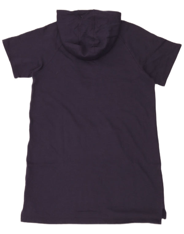 Vestido feminino Dkny de manga curta com capuz gráfico UK 18 XL azul marinho algodão