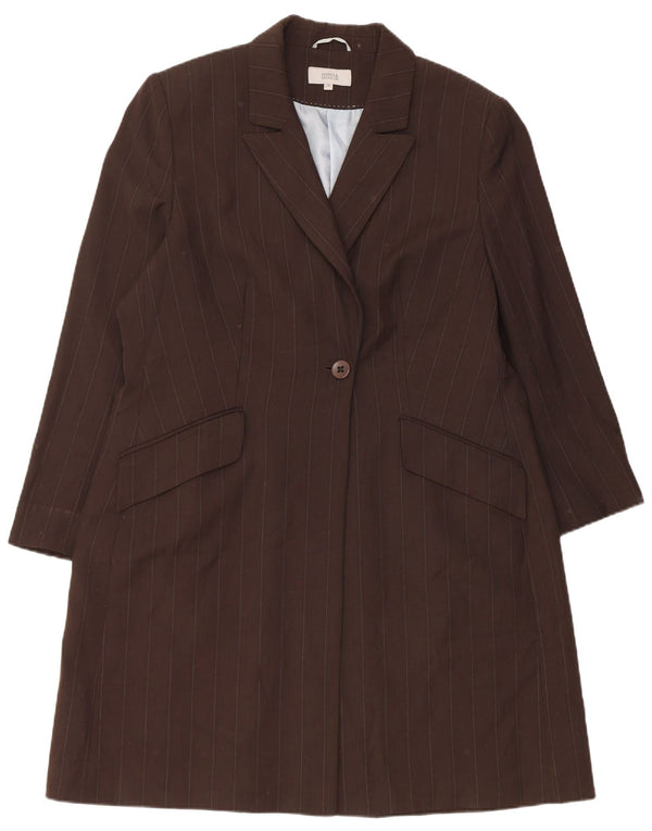 Sobretudo feminino Marks & Spencer UK 20 2XL poliéster listrado marrom