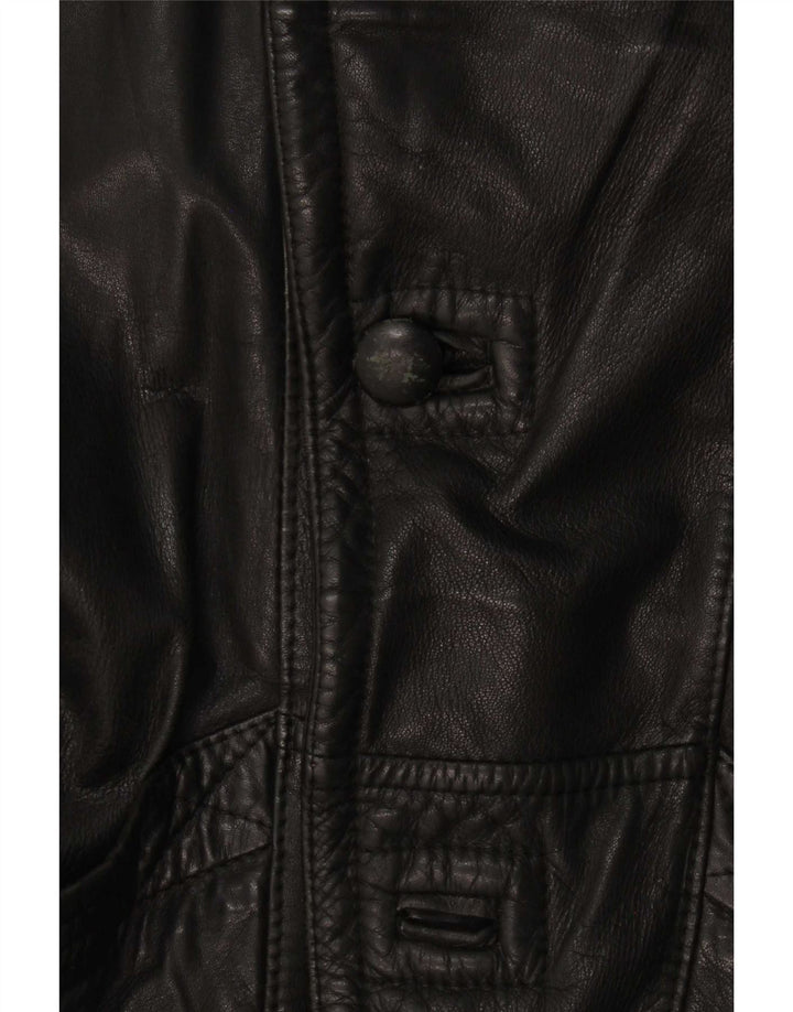 Jaqueta corta-vento masculina vintage de couro Reino Unido 36 pequena preta