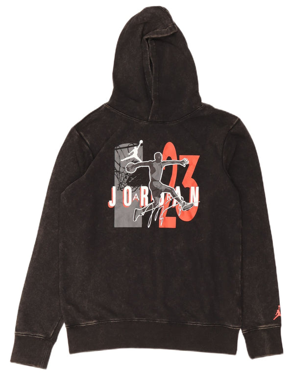 Suéter com capuz gráfico Jordan Boys 13-14 anos XL preto algodão