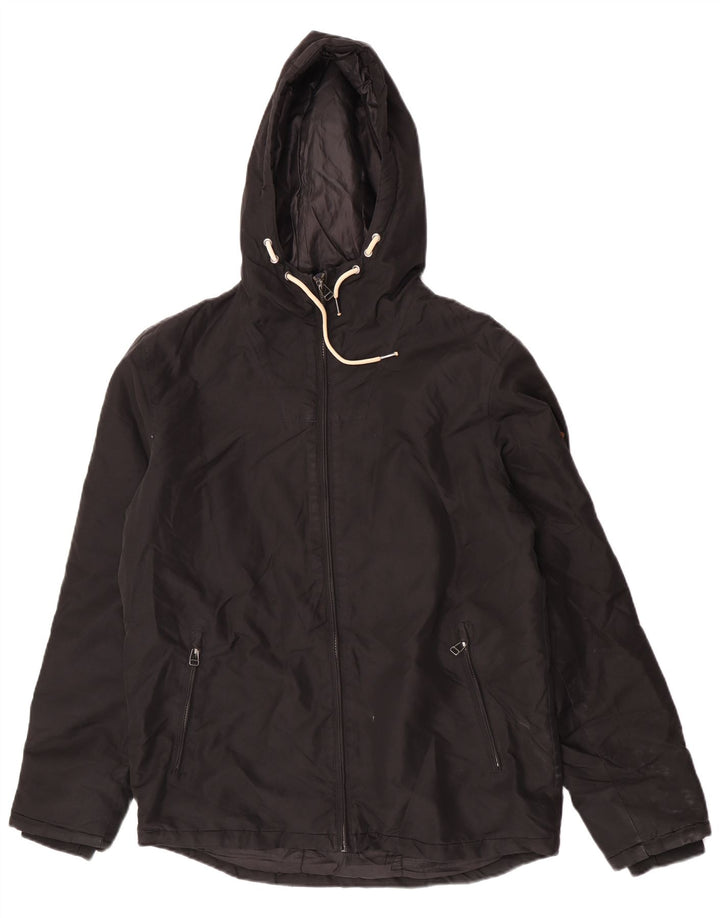 Jaqueta corta-vento masculina Jack & Jones com capuz Reino Unido 40 grande poliéster preto
