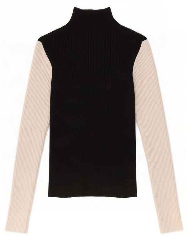 Blusa cropped feminina Zara UK 8 pequena preta colorblock viscose