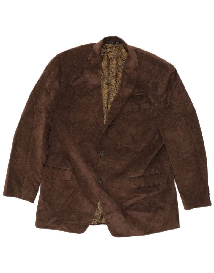 Jaqueta blazer masculina de veludo cotelê com 2 botões Chaps Reino Unido 46 3XL algodão marrom