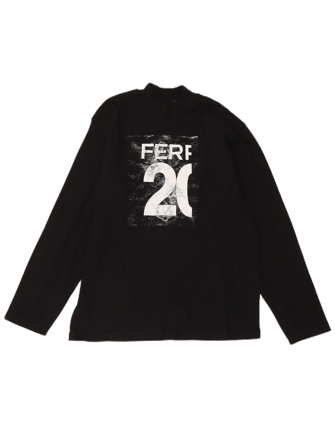 FERRE Top gráfico feminino manga comprida IT 44 algodão preto médio