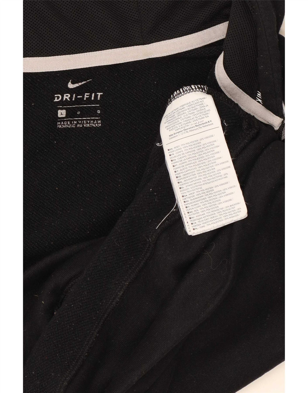 Suéter Nike feminino Dri Fit Zip com capuz Reino Unido 16 grande poliéster preto