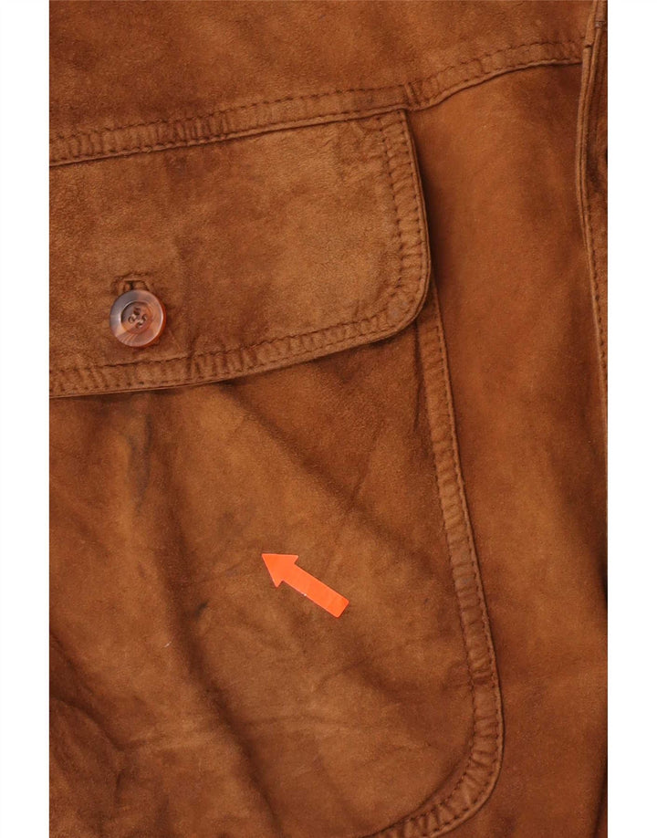 Jaqueta bomber masculina vintage de camurça IT 52 XL couro marrom