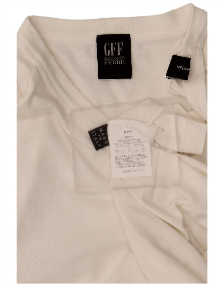 Camiseta gráfica masculina Gianfranco Ferre Top médio algodão branco