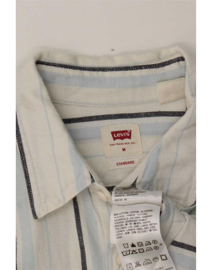 Camisa masculina de manga curta padrão Levi's com listras brancas médias de algodão