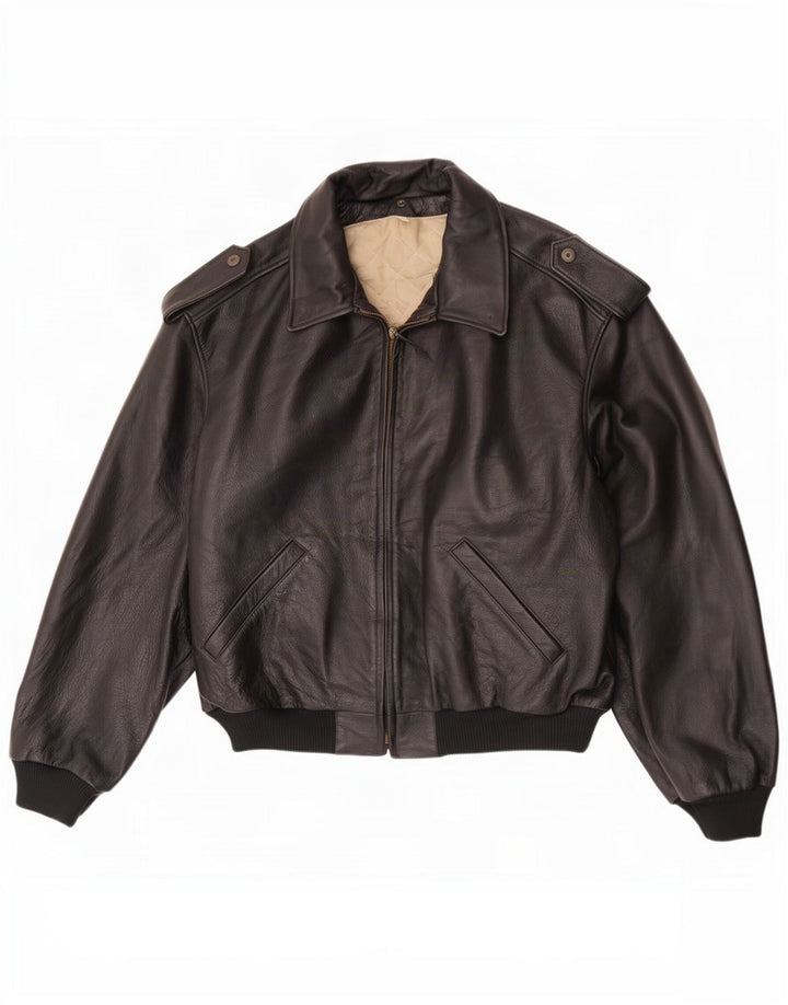 Jaqueta masculina de couro Flight Aviator Esercito IT 48 médio preto