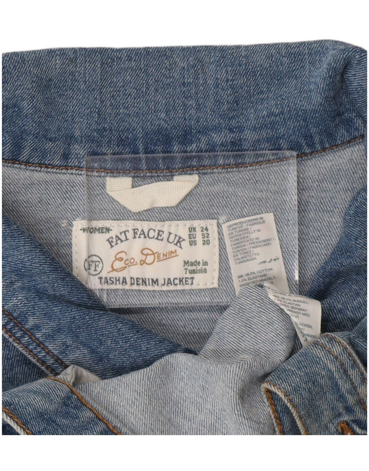 Jaqueta jeans feminina Fat Face UK 24 4XL algodão azul