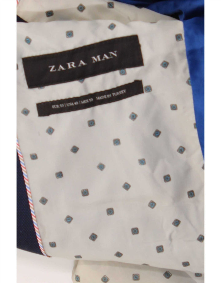 Zara Jaqueta blazer masculina de 2 botões EU 50 Azul marinho médio