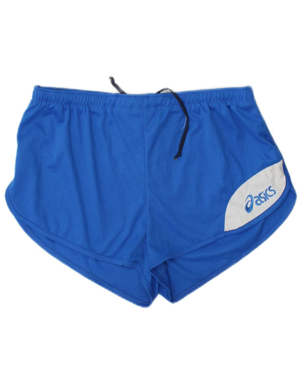 Shorts esportivos gráficos femininos Asics UK 14 poliéster colorblock azul médio