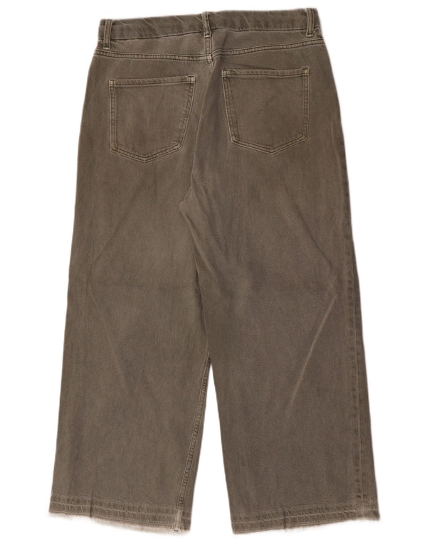 Marks & Spencer Womens Crop Wide Leg Jeans UK 12 Medium W32 L25 Khaki