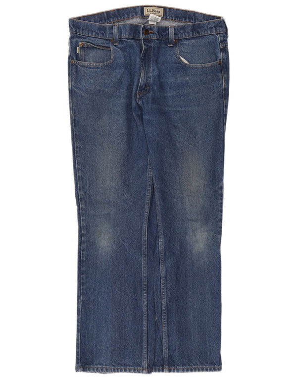 L.L.Bean Calça jeans reta masculina de ajuste padrão W35 L29 algodão azul