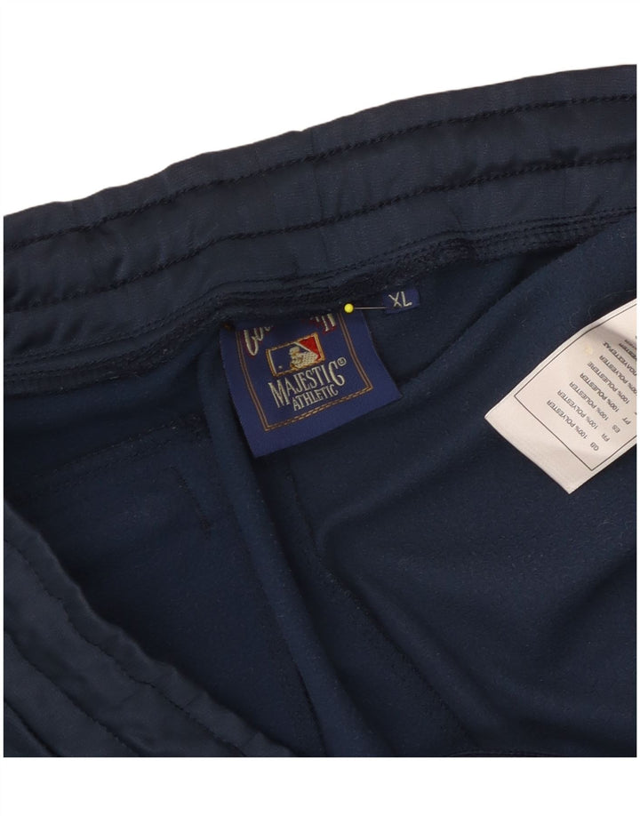 Majestic Mens Cooperstown Graphic Calça de treino XL azul marinho poliéster