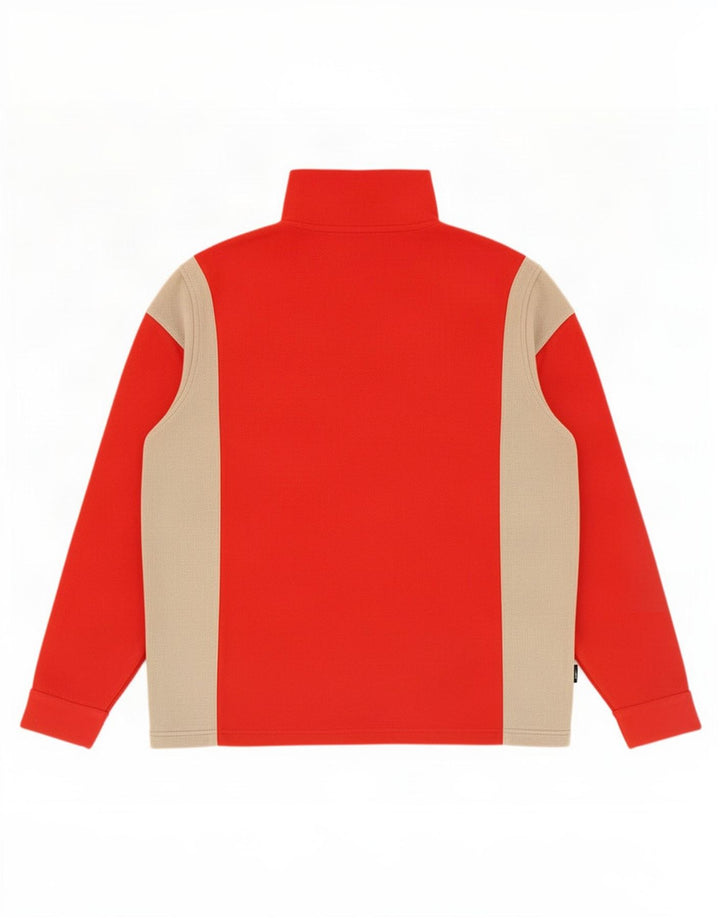 Asics Masculino Zip Neck Fleece Jumper XL Vermelho Colourblock Poliéster