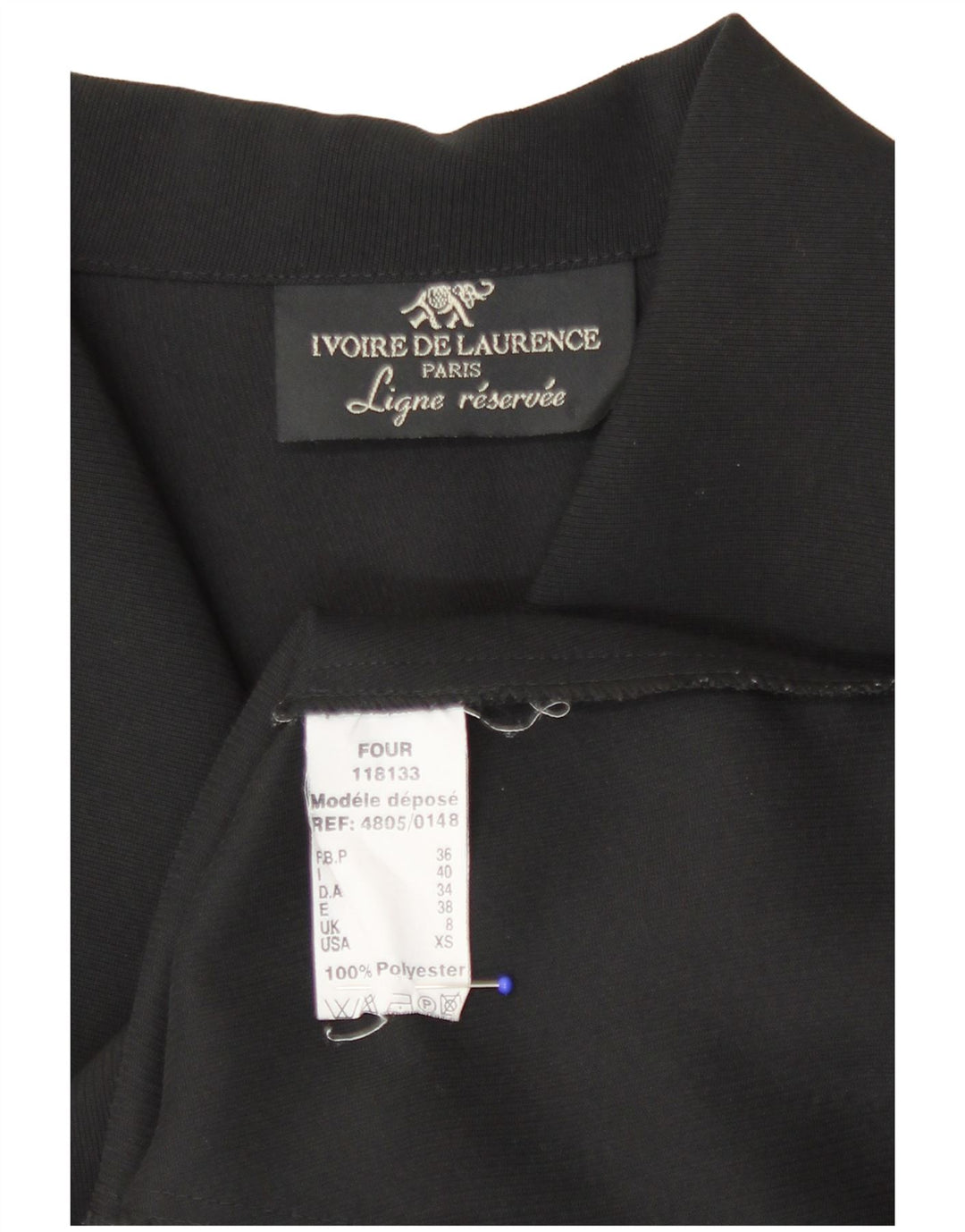 Blusa feminina Ivoire de Laurence Reino Unido 8 pequena preta poliéster