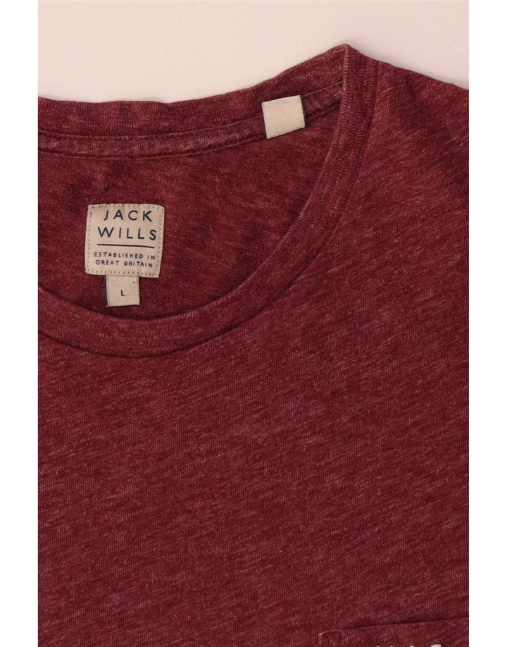 Camiseta masculina Jack Wills grande poliéster manchado cor de vinho