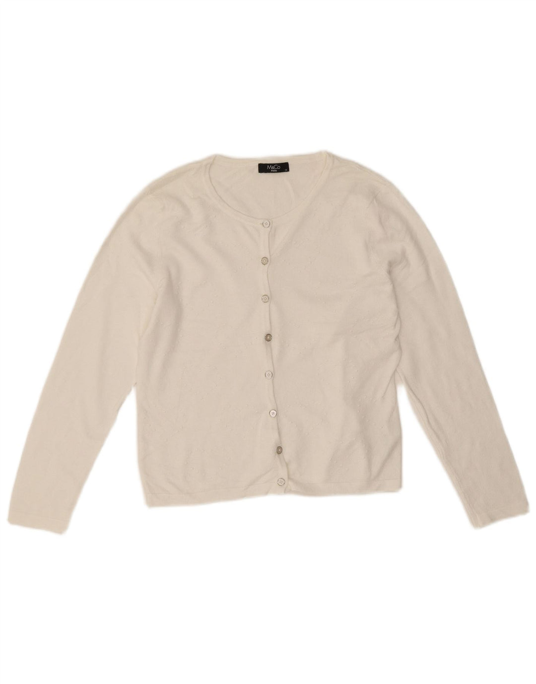 Suéter feminino M&Co Petite Bolero UK 14 médio branco viscose
