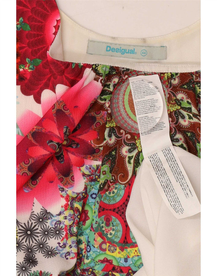 Túnica feminina sem mangas Desigual EU 44 XL branco floral poliéster