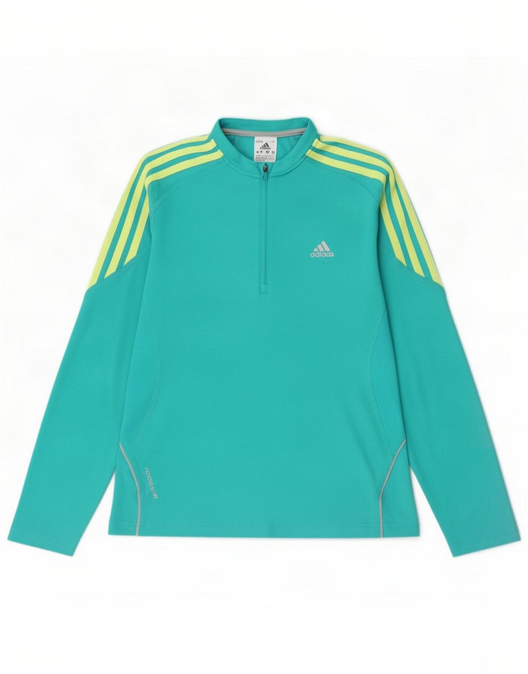 Adidas Womens Zip Neck Pullover Treino Top UK 14 Médio Turquesa