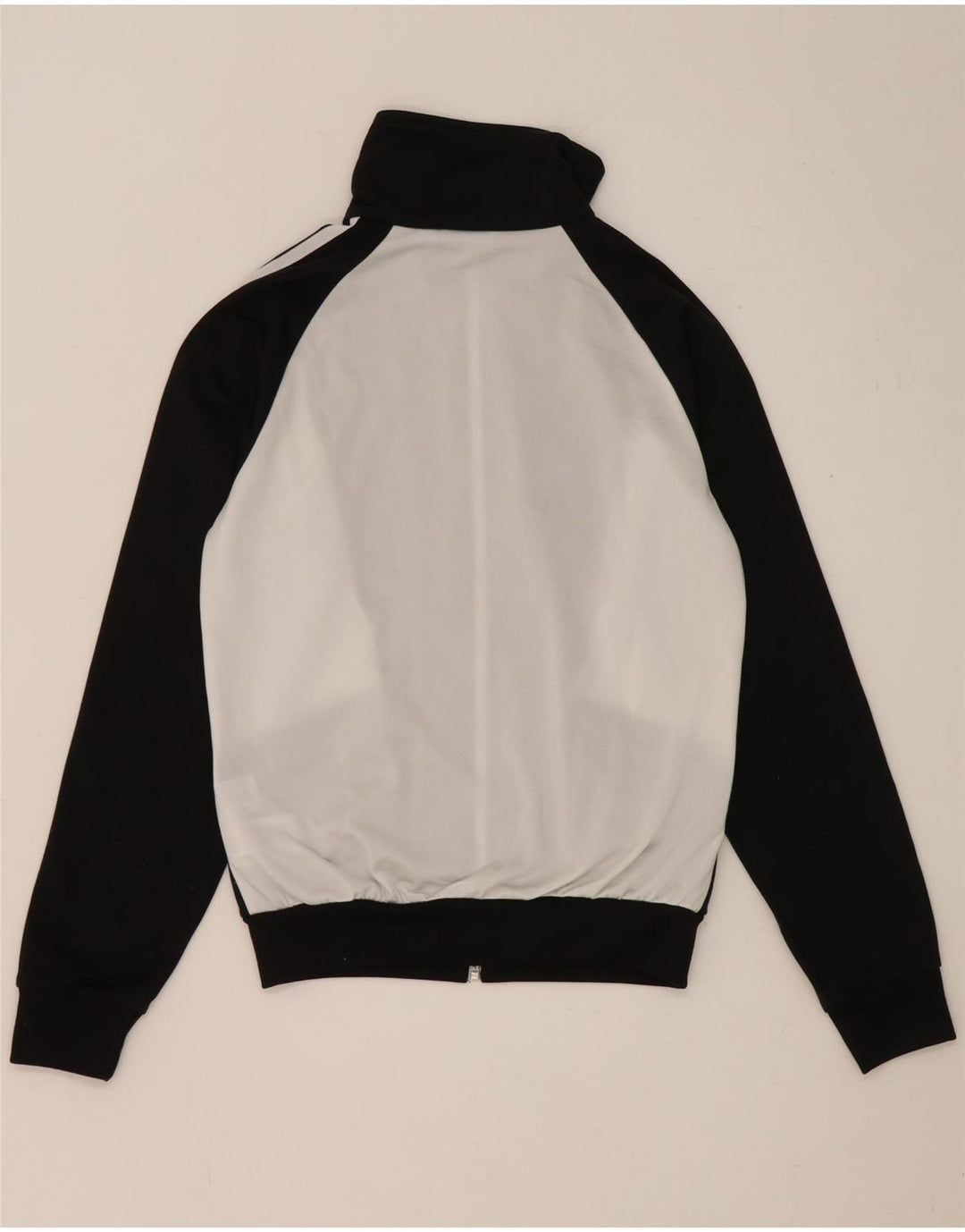 Adidas Womens Tracksuit Top Jacket UK 10 Pequeno Preto Colourblock Poliéster