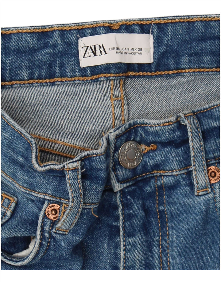 Zara Calça Jeans Feminina Crop Bootcut EU 38 Pequeno W28 L26 Azul