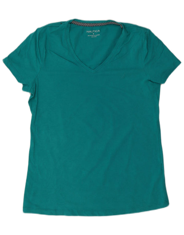Camiseta feminina Nautica UK 12 algodão verde médio