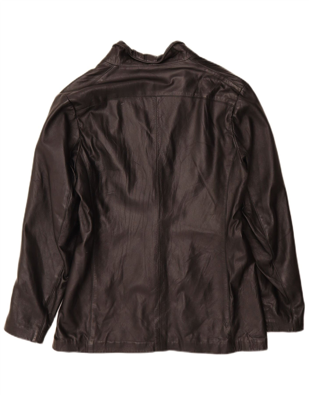 Jaqueta de couro feminina vintage IT 48 XL preta