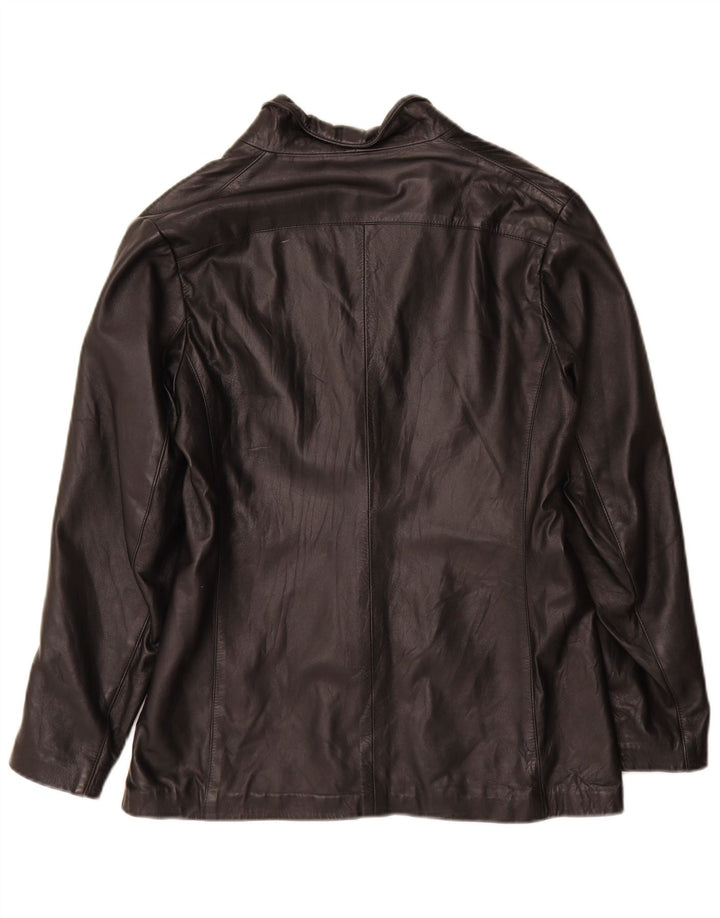 Jaqueta de couro feminina vintage IT 48 XL preta