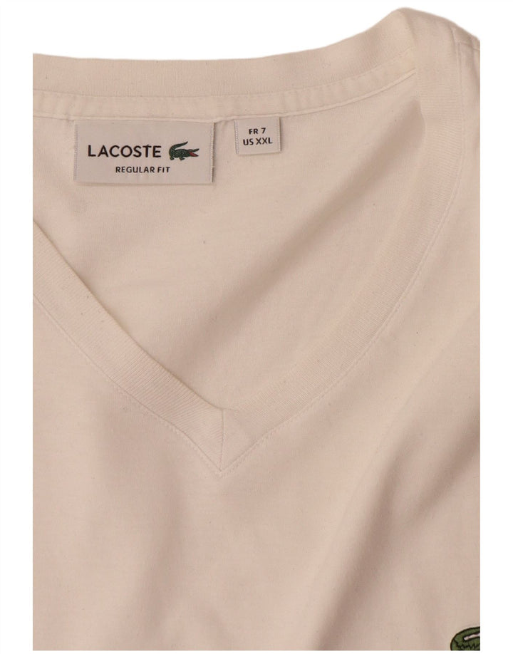 Camiseta masculina Lacoste Regular Fit tamanho superior 7 2XL algodão branco