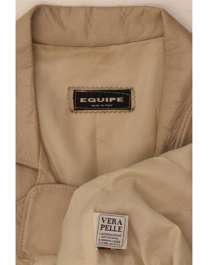 Equipe Womens Loose Fit Leather Jacket IT 42 Médio Bege