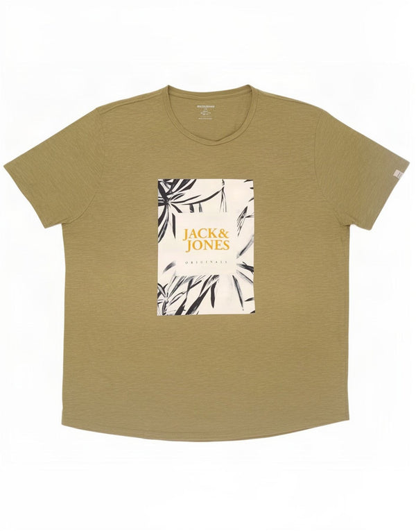 Jack & Jones Camiseta gráfica masculina Top 3XL Algodão cáqui
