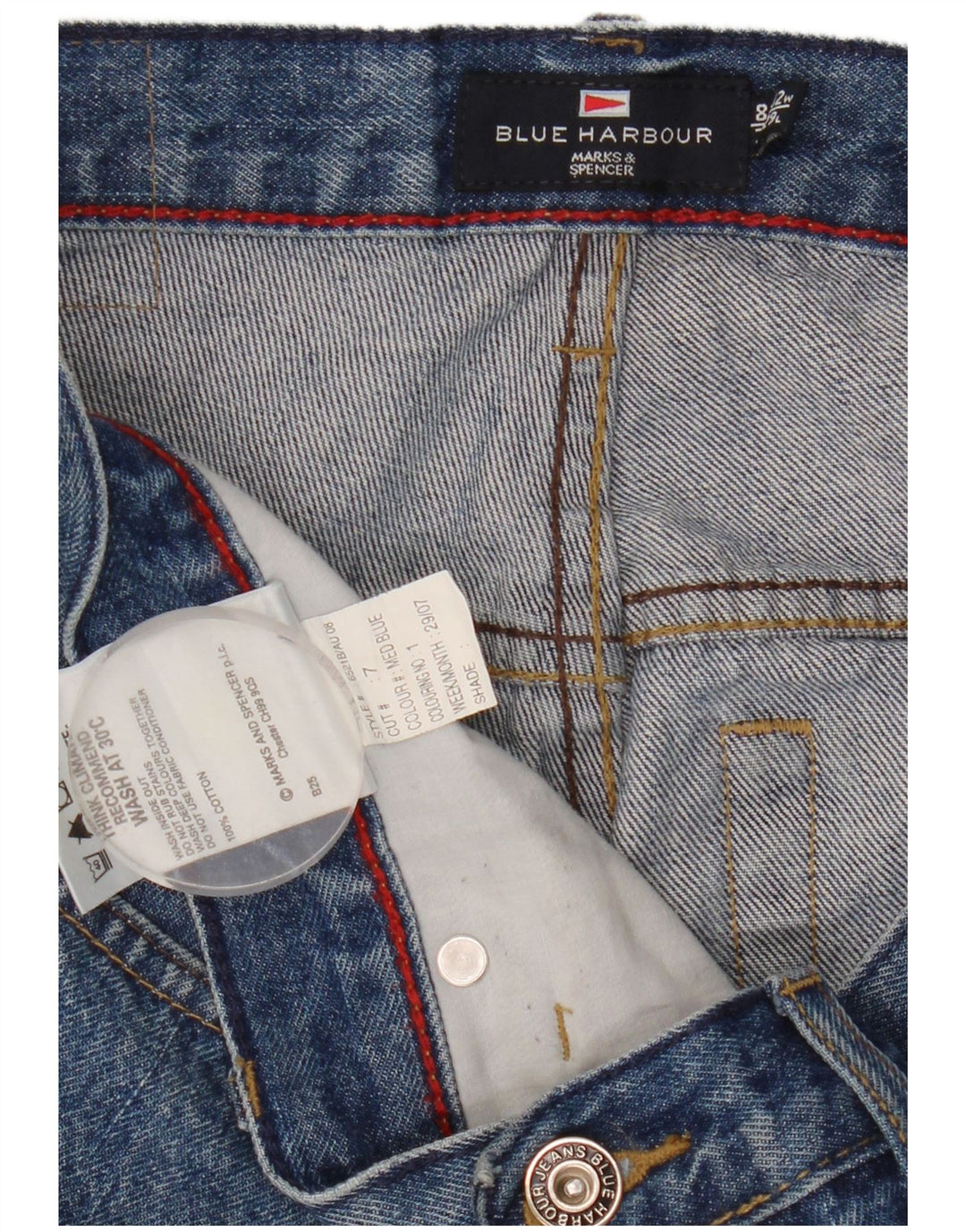 Jeans Marks & Spencer masculino Blue Harbor Straight W32 L29 algodão azul