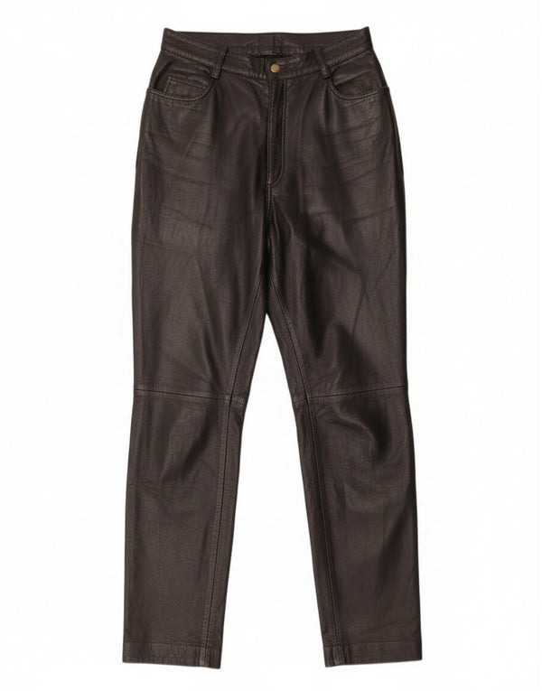 Vintage Womens High Waist Leather Trousers IT 46 Large W28 L31 Black