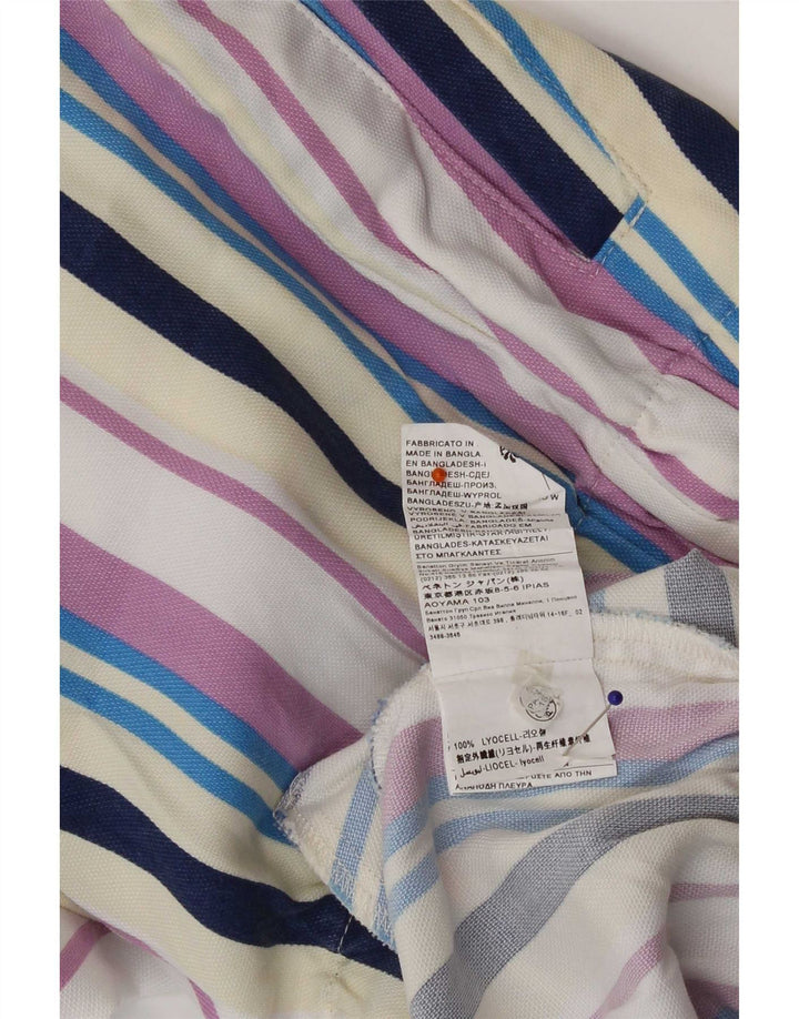 Calça feminina Benetton cortada média W30 L26 listrada multicolorida
