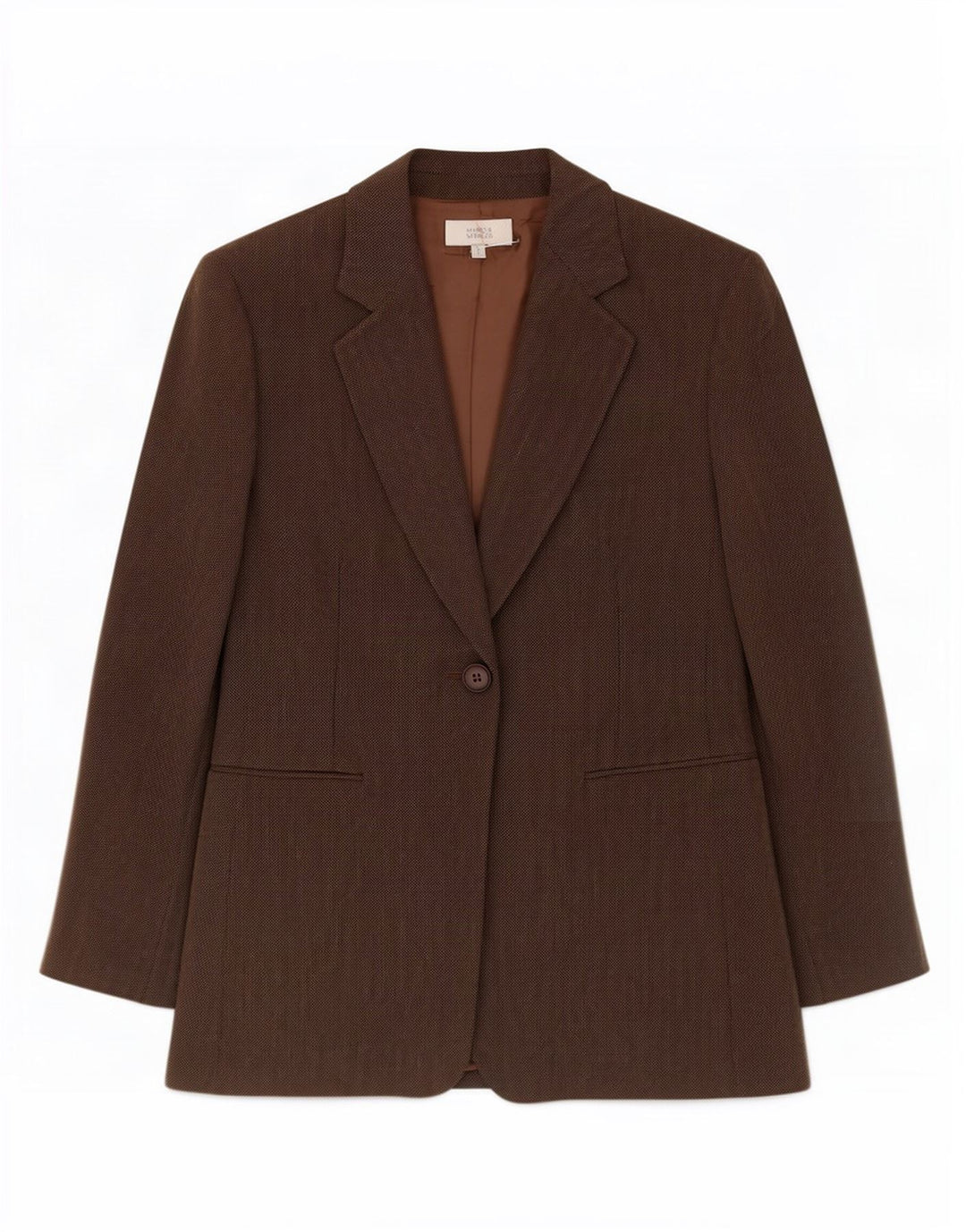 Jaqueta blazer feminina Marks & Spencer com 1 botão Reino Unido 14 grande viscose marrom
