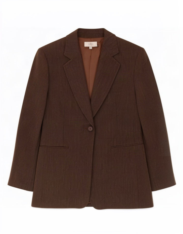 Jaqueta blazer feminina Marks & Spencer com 1 botão Reino Unido 14 grande viscose marrom