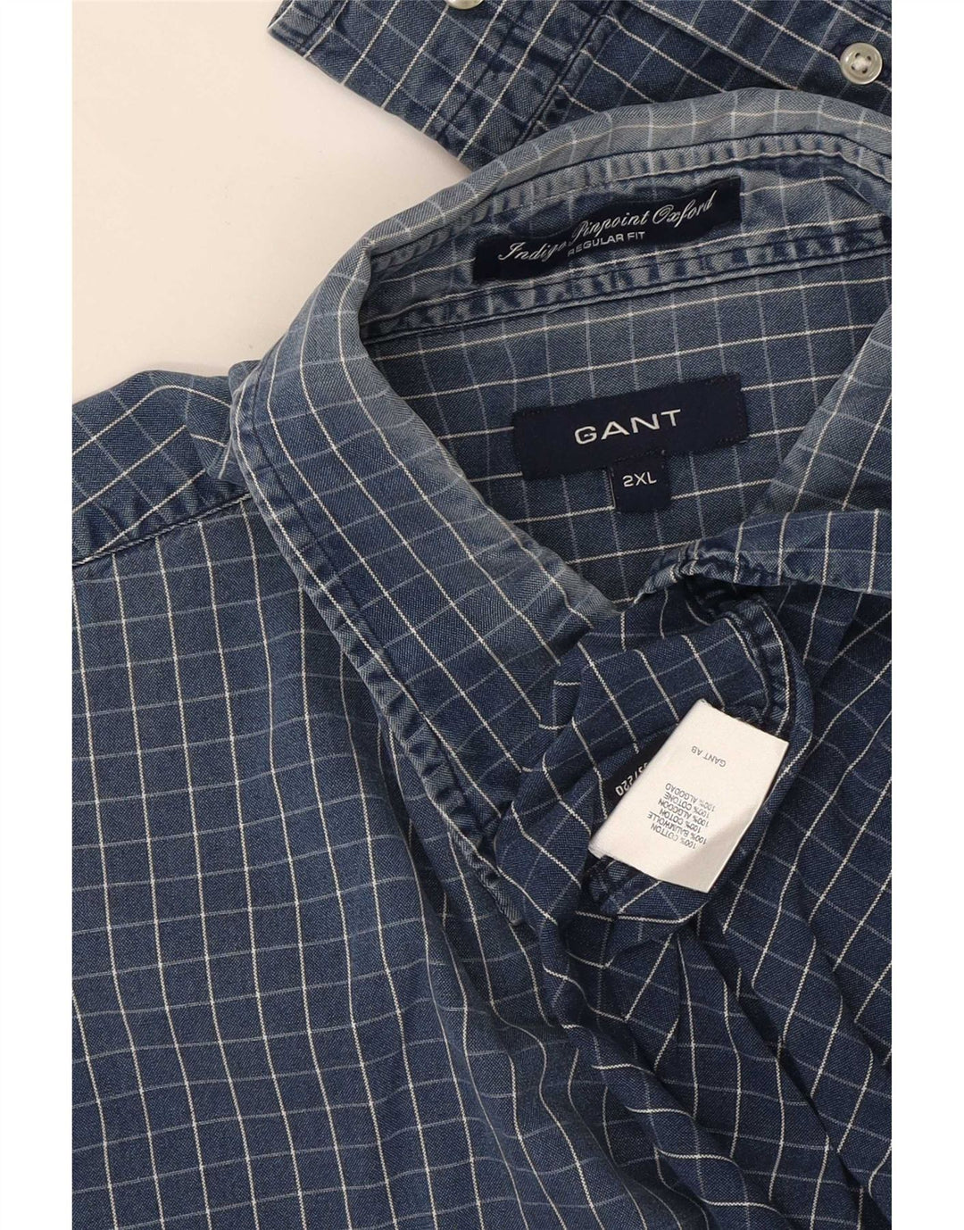 Camisa masculina Gant Regular Fit 2XL algodão xadrez azul