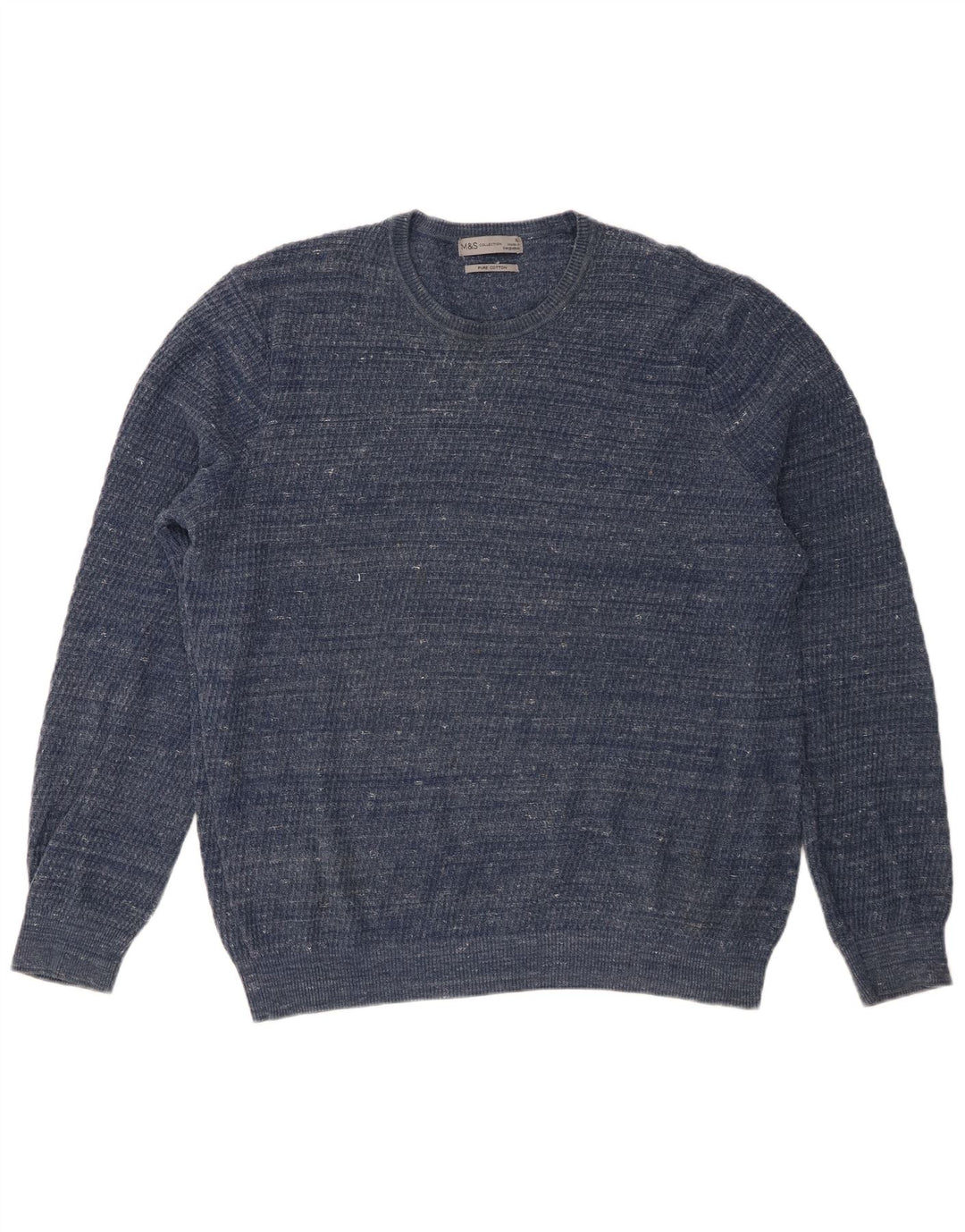 Suéter masculino Marks & Spencer com gola redonda XL algodão manchado azul