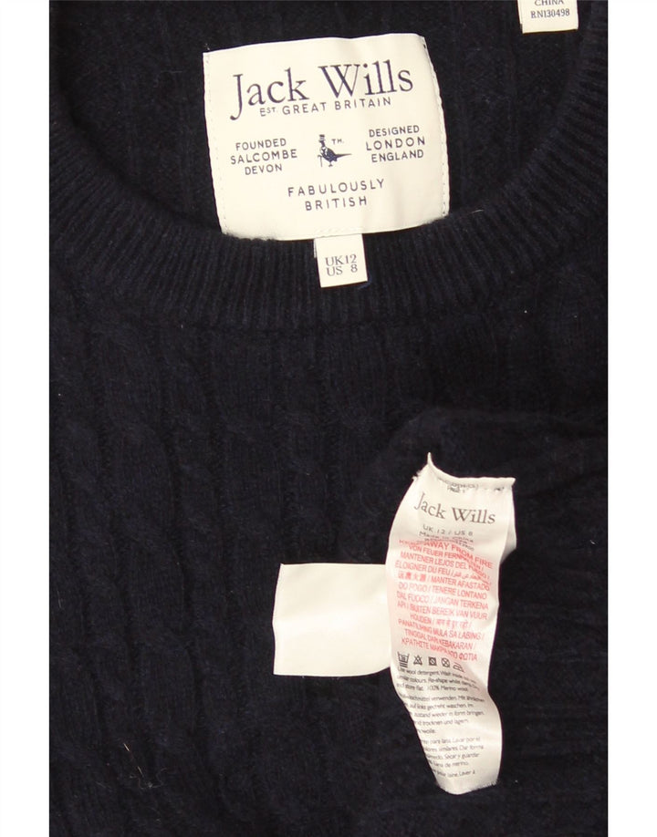 Suéter feminino Jack Wills com gola redonda Reino Unido 12 médio azul marinho