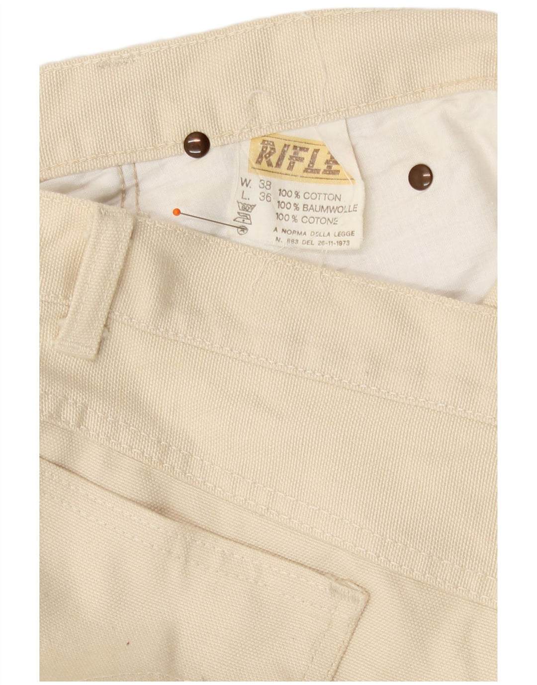 Rifle Mens Bootcut Jeans W38 L36 Off White Algodão