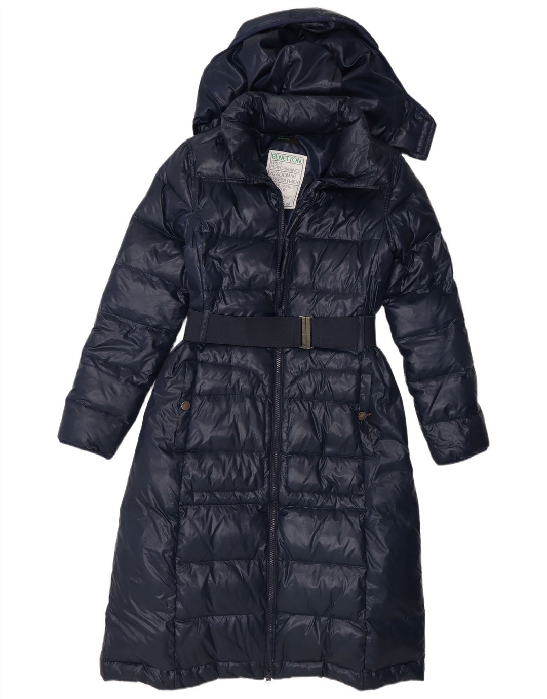 Casaco acolchoado com capuz feminino Benetton IT 42 médio azul marinho poliamida