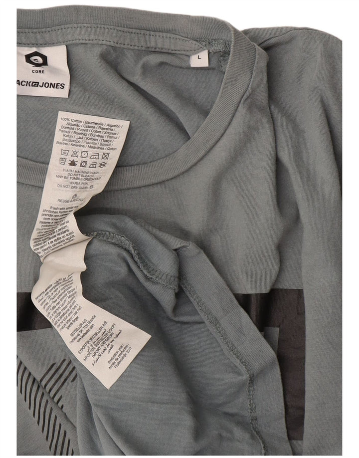 Camiseta gráfica masculina Jack & Jones grande algodão cinza