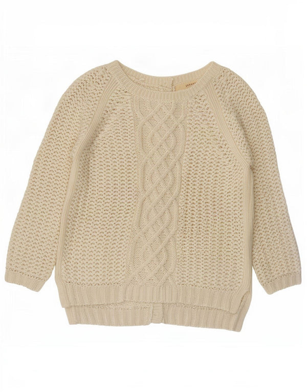 Zara Suéter feminino manga 3/4 com gola canoa Reino Unido 12 médio off white
