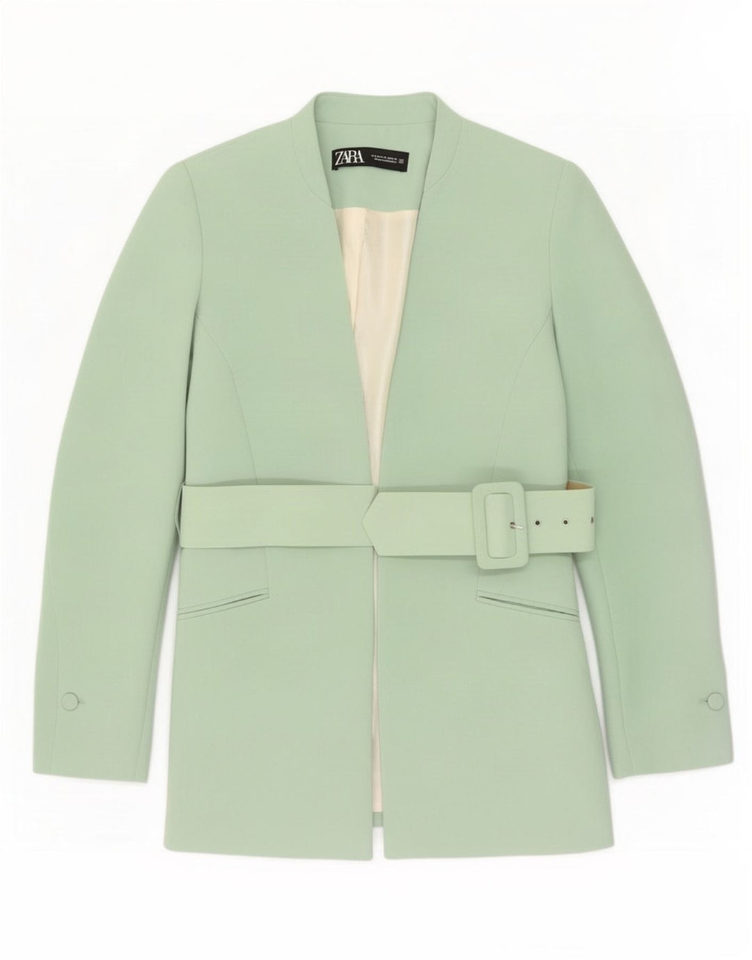 Jaqueta blazer feminina Zara UK 14 poliéster verde médio